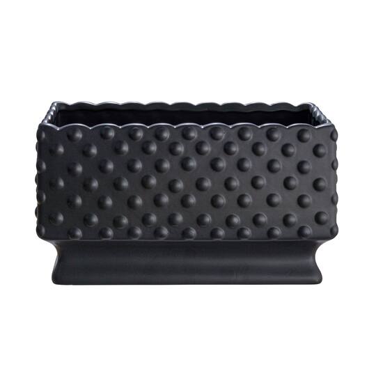 Hello Honey® 11" Black Ceramic Hobnail Planter with Scalloped Edge